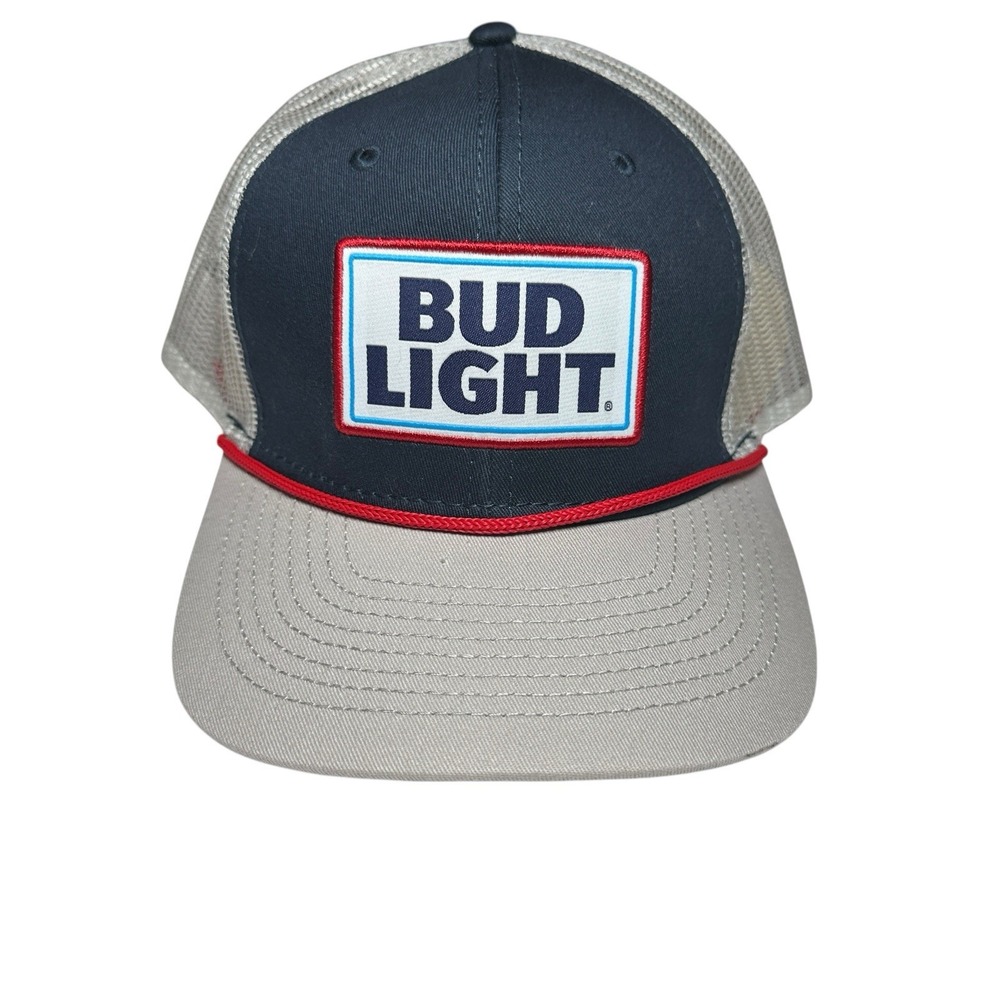 Bud Light Beer Trucker Hat Mesh Snapback Cap Retro Logo Patch Barwear Adjustable